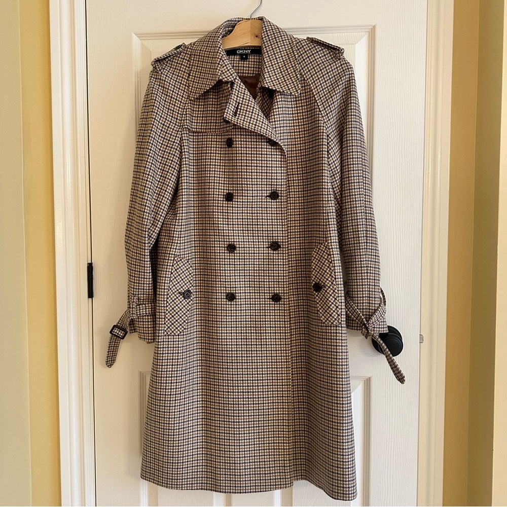DKNY Classic Houndstooth Trench Coat